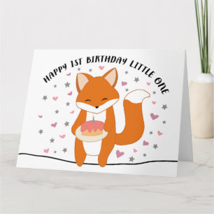 1st Birthday Fox Card