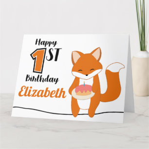 1st Birthday Fox Thank You Card