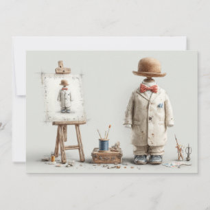 1st birthday French Artist Baby Suit Paint Studio Invitation