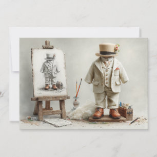 1st birthday French Artist Baby Suit Paint Studio Invitation