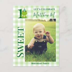 1st Birthday Frog party invitation Postcard