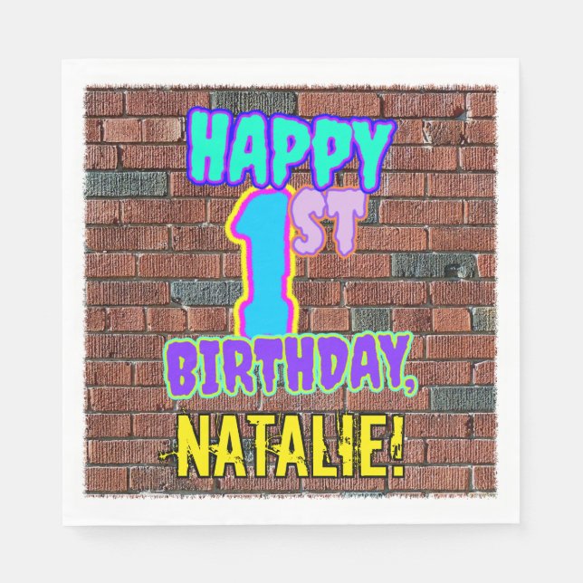 1st Birthday ~ Fun, Urban Graffiti Inspired Look Napkin (Front)
