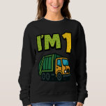 1st Birthday Garbage Truck Kid Cartoon I'm 1 One S Sweatshirt<br><div class="desc">1st Birthday Garbage Truck Kid Cartoon I'm 1 One Shirt</div>
