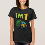1st Birthday Garbage Truck Kid Cartoon I'm 1 One S T-Shirt<br><div class="desc">1st Birthday Garbage Truck Kid Cartoon I'm 1 One Shirt</div>