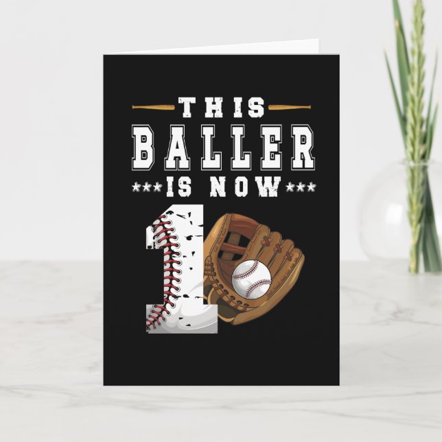 1st Birthday Gift Baseball Player 1 Year Old Boy Card (Front)