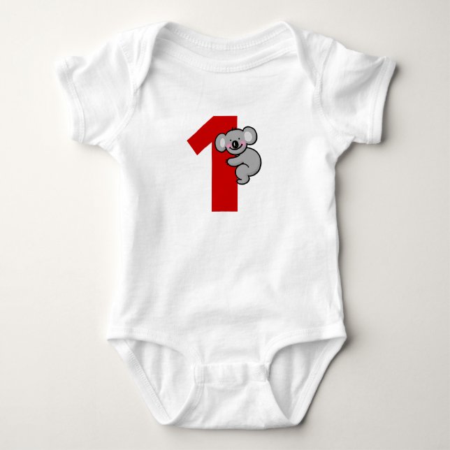 1st birthday gift (cute koala bear) baby bodysuit (Front)