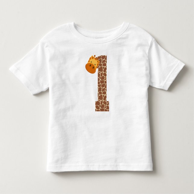 1st Birthday Giraffe Animal 1 Year Old Toddler Toddler T-Shirt (Front)