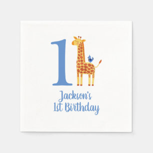 1st Birthday Giraffe & Bird Napkin