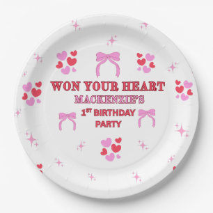  1ST BIRTHDAY GIRL 9" ROUND LITTLE SWEETHEART  PAPER PLATE