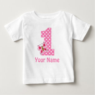 1st Birthday Girl Butterfly Personalised T Shirt