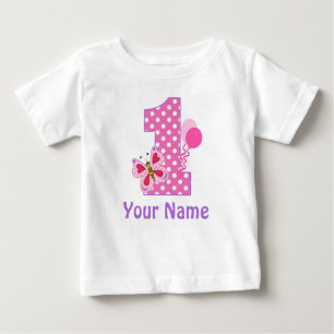1st Birthday Girl Butterfly Personalised T Shirt