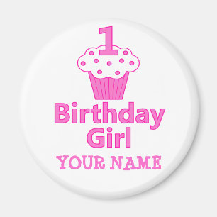 1st Birthday Girl Cupcake Design Magnet