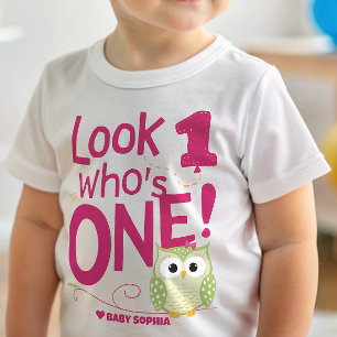 1st Birthday Girl Owl Baby T-Shirt