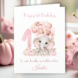 1st Birthday Girl Pink Elephant Fall Pumpkin Card<br><div class="desc">Cute folded card with an adorable elephant girl,  big number one,  pumpkins and balloons in soft pink and dark beige shades for the fall 1st Birthday of a baby girl. Easily personalise this card with your own text. - Kate Eden Art</div>