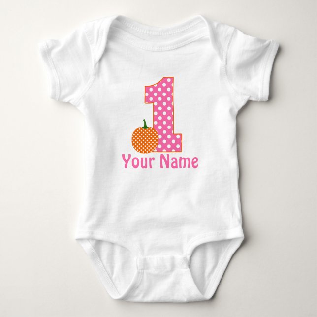 1st Birthday Girl Pumpkin Baby Bodysuit (Front)