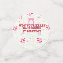   1ST BIRTHDAY GIRL RED PURPLE WON HEART CONFETTI