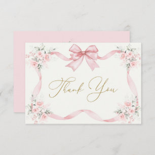 1st Birthday Girl Thank You Card with bow