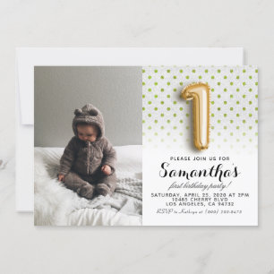 1st Birthday Glitter Portrait Invitation