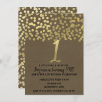 1st Birthday Gold Foil Modern Chic Rustic Kraft