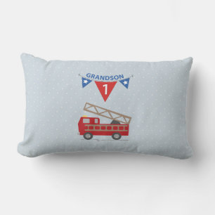 1st Birthday Grandson, Firetruck Lumbar Cushion
