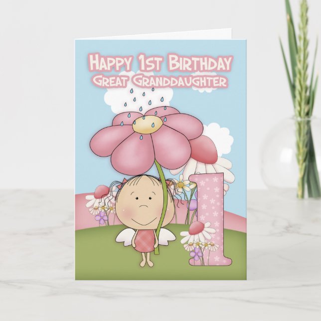 1st Birthday - Great Granddaughter - Greeting Card (Front)