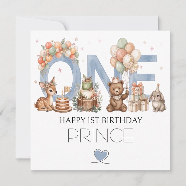 1st birthday greeting card for boys (Front)
