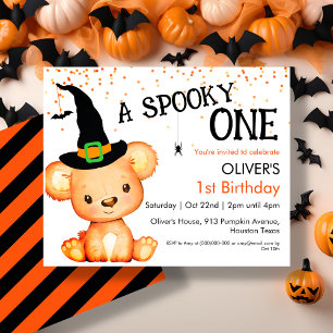 1st Birthday   Halloween Bear Invitation