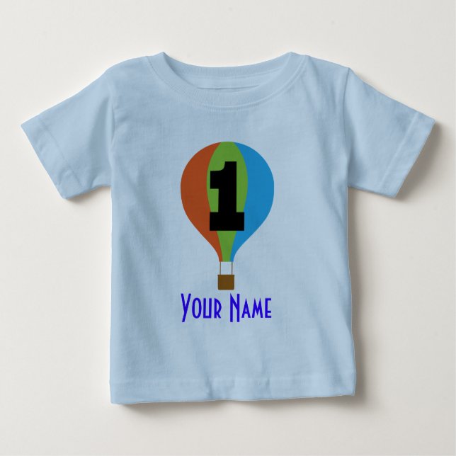 1st Birthday Hot Air Balloon Baby T-Shirt (Front)