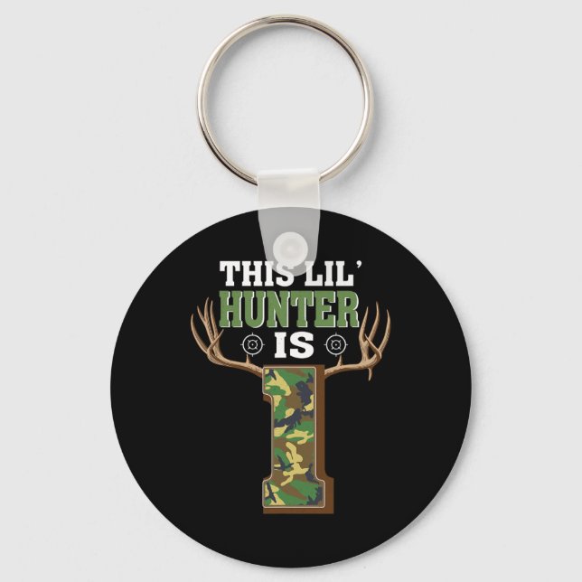 1st Birthday Hunting Deer 1 Year Old Hunter 1  Key Ring (Front)