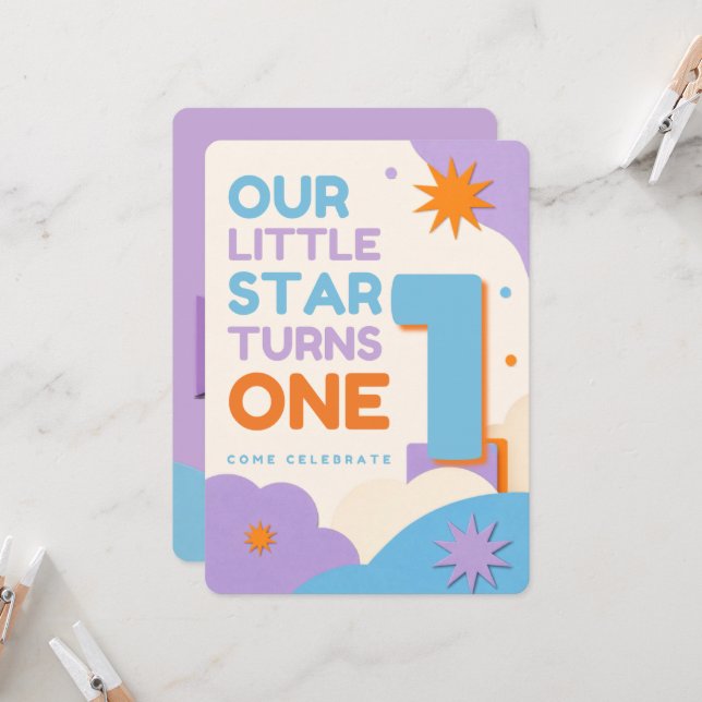  1st Birthday Invitation (Front/Back In Situ)