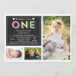 1st birthday invitation - 3 photo design
