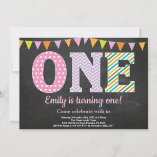 1st Birthday Invitation Chalkboard Girl
