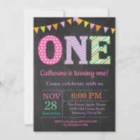 1st Birthday Invitation. Girl First Birthday