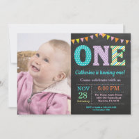 1st Birthday Invitation. Girl First Birthday Photo