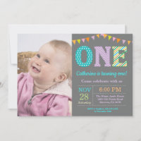 1st Birthday Invitation. Girl First Birthday Photo