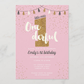 1st birthday invitation - girls glitter party