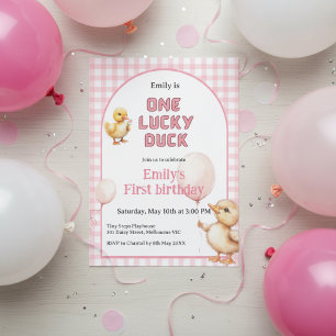 1st Birthday Invitation One Lucky Duck Theme