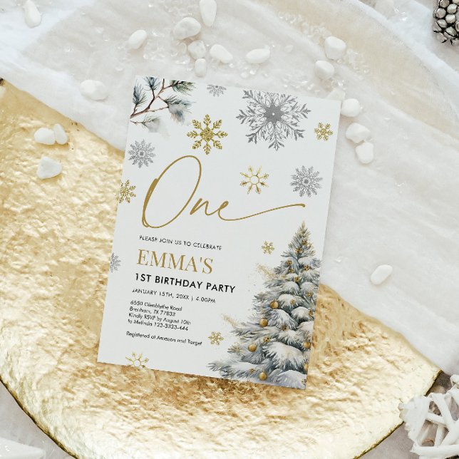 1st Birthday Invitation, Winter One Birthday  Invitation (Creator Uploaded)