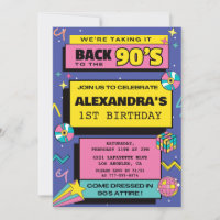 1st birthday invitations 90s Party hip hop