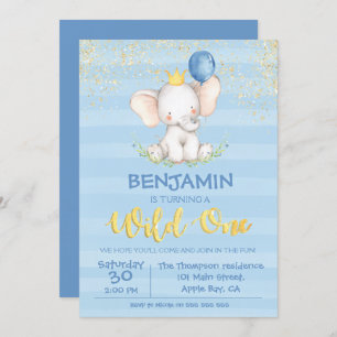1st Birthday Invitations   Baby Elephant Boy