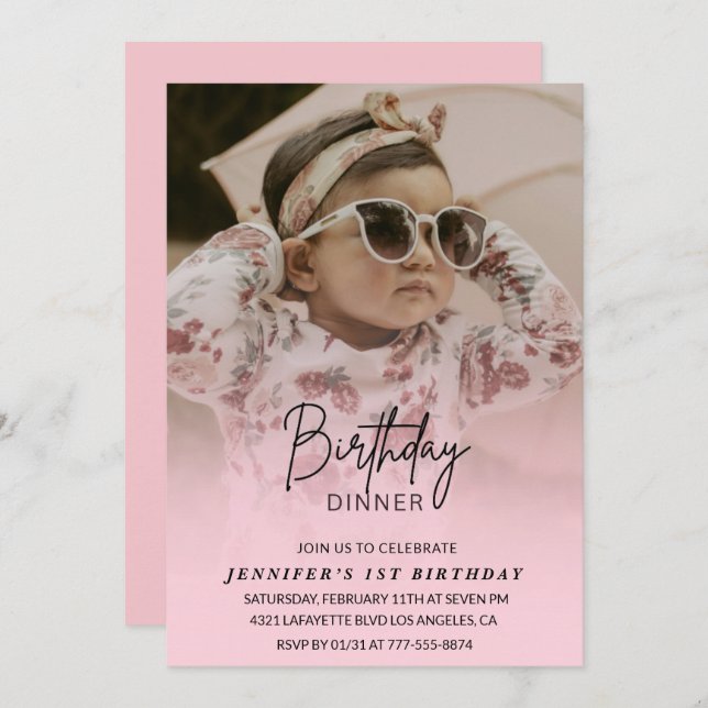 1st birthday invitations Birthday Dinner Photo (Front/Back)