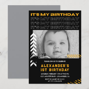 1st birthday invitations boy Photo Spray paint