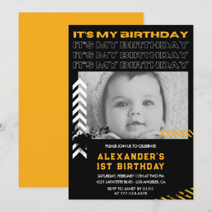 1st birthday invitations boy Photo Spray paint