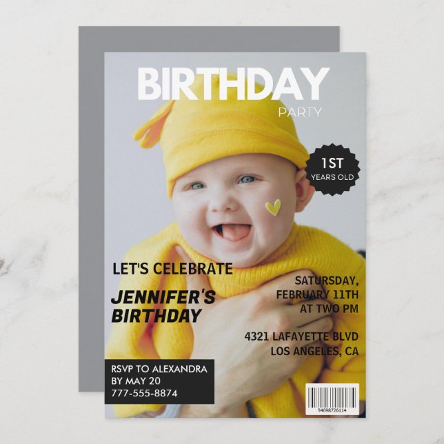 1st birthday invitations for him Magazine Cover (Front/Back)