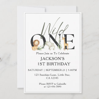 1st birthday invitations kids whimsical wild one