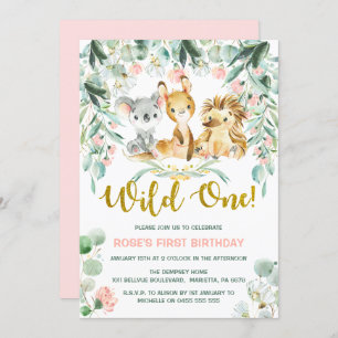 1st Birthday Invitations   Pink Jungle Babies
