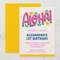 1st birthday invitations Tropical Aloha Hawaii