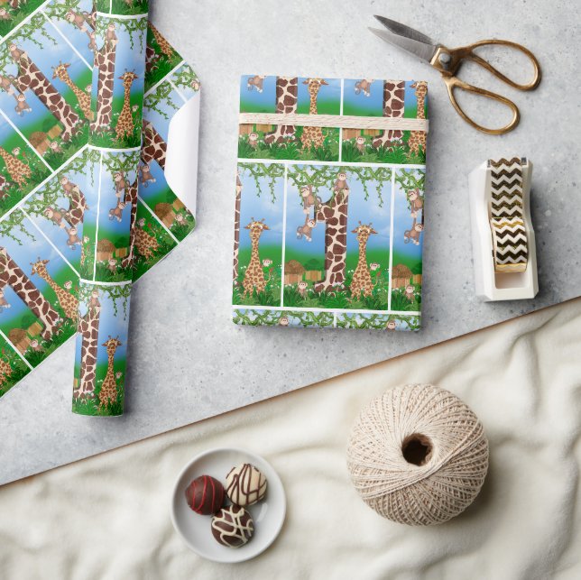 1st Birthday Jungle Animals Wrapping Paper (Crafts)