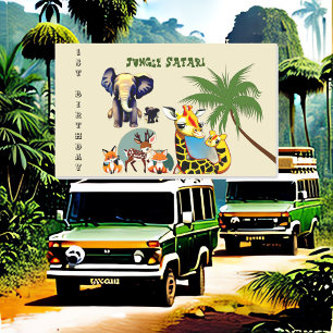 1st Birthday Jungle Safari Elephant Giraffe Deer Rectangular Sticker