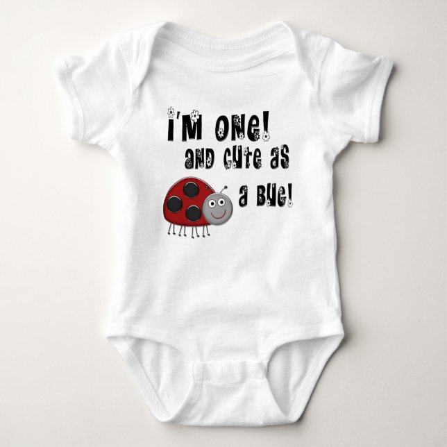 1st Birthday Ladybug Cute As A Bug T-Shirt Baby Bodysuit (Front)